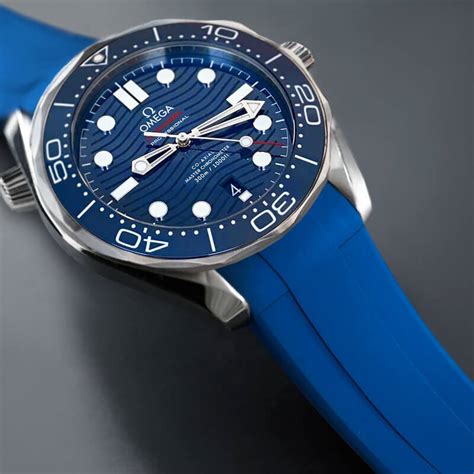 blue rubber strap for omega seamaster 300m|omega seamaster original rubber strap.